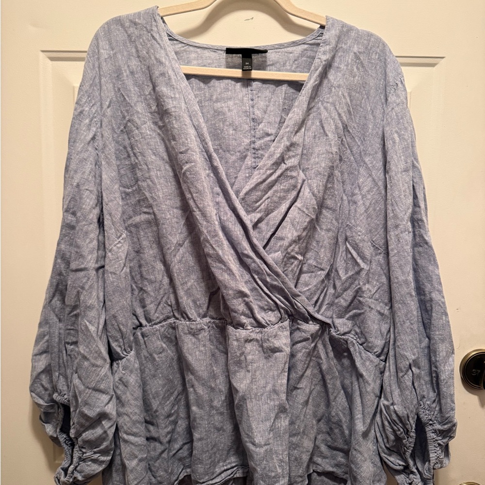 Women's Blue Wrap Top